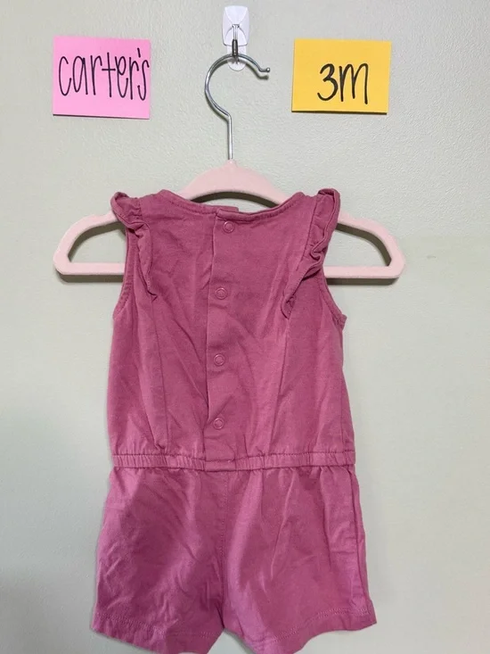 NWOT Carter's Dusty Rose Infant Ruffle Sleeveless Romper, 3 Months, Summer - Picture 2 of 2